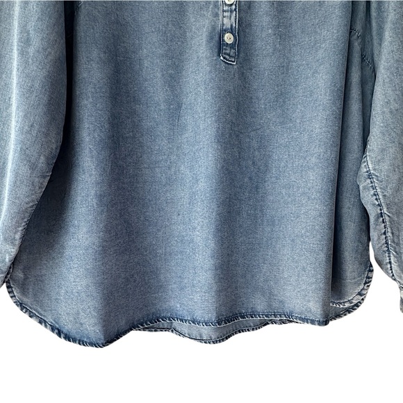 J JILL DENIM | NWOT TRIMMED INDIGO LONG SLEEVE TOP | MEDIUM PETITE - Picture 6 of 12